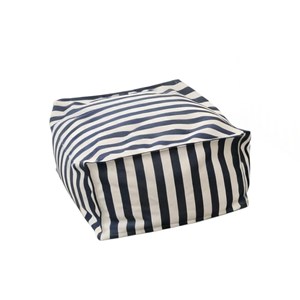 Positano pouf exterieur rayé bleu déperlant 55x65x35 cm