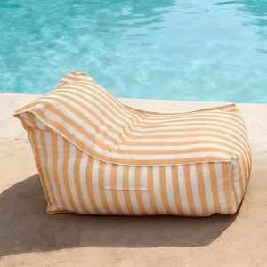 Positano pouf exterieur rayé jaune déperlant 100x65x65 cm
