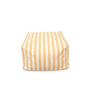 Positano pouf exterieur rayé jaune déperlant 55x65x35 cm