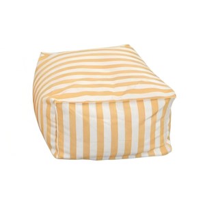 Positano pouf exterieur rayé jaune déperlant 55x65x35 cm