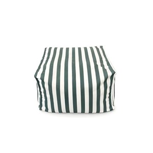 Positano pouf exterieur rayé vert déperlant 55x65x35 cm