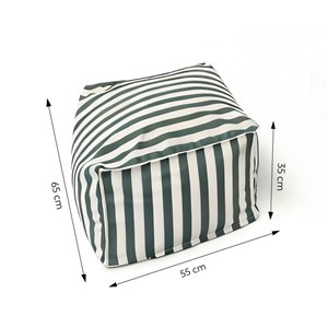 Positano pouf exterieur rayé vert déperlant 55x65x35 cm
