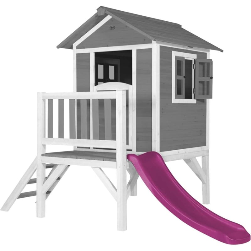 Maisonnette lodge xl gris froid toboggan violet