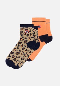 Lot de 2 chaussettes mi-hautes en coton  - léopard rose 35-38