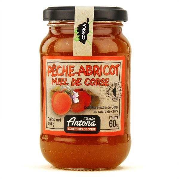 Confiture extra de corse bio pêche-abricot-miel