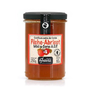 Confiture extra de corse bio pêche-abricot-miel