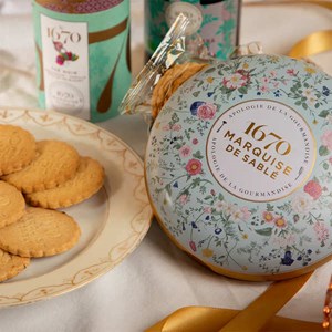 Sablés aux pépites de caramel - boîte ronde bouquet sauvage