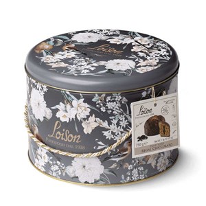 Panettone artisanal au chocolat en boîte métal ronde