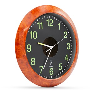 Horloge solaire bois radio-pilotée chiffres phosphorescents ø30 cm
