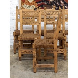 Lot de 8 chaises en pin et corde n°1212