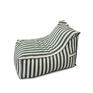 Positano pouf exterieur rayé vert en tissu déperlant 100x65x65 cm