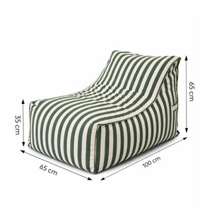 Positano pouf exterieur rayé vert en tissu déperlant 100x65x65 cm