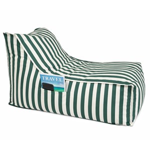 Positano pouf exterieur rayé vert en tissu déperlant 100x65x65 cm
