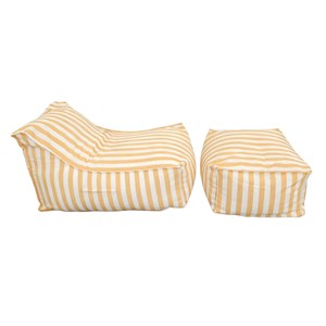 Positano ensemble de poufs exterieur rayés jaune déperlant