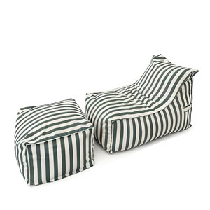 Positano ensemble de poufs exterieur rayés vert déperlant