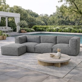 Praiano salon de jardin modulable 4 places gris en tissu déperlant