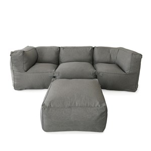 Praiano salon de jardin modulable 4 places gris en tissu déperlant