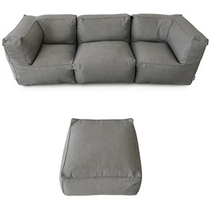 Praiano salon de jardin modulable 4 places gris en tissu déperlant