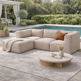 Praiano salon de jardin modulable 4 places beige en tissu déperlant