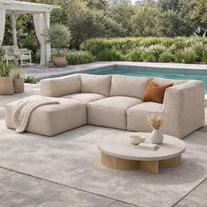 Praiano salon de jardin modulable 4 places beige en tissu déperlant