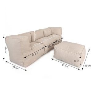 Praiano salon de jardin modulable 4 places beige en tissu déperlant