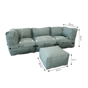 Praiano salon de jardin modulable 4 places vert en tissu déperlant