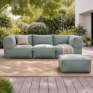 Praiano salon de jardin modulable 4 places vert en tissu déperlant