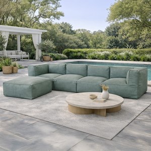 Praiano salon de jardin modulable 5 places vert en tissu déperlant