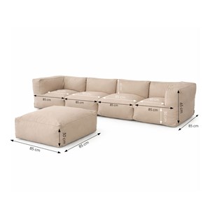 Praiano salon de jardin modulable 5 places beige en tissu déperlant
