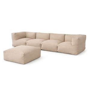 Praiano salon de jardin modulable 5 places beige en tissu déperlant