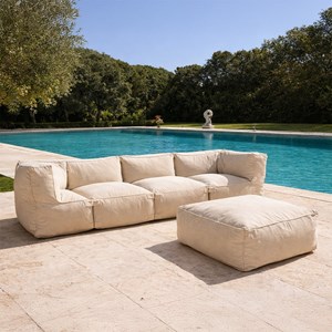 Praiano salon de jardin modulable 5 places beige en tissu déperlant