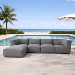 Praiano salon de jardin modulable 5 places gris en tissu déperlant