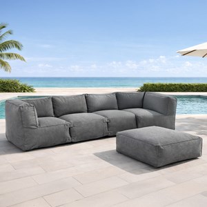 Praiano salon de jardin modulable 5 places gris en tissu déperlant