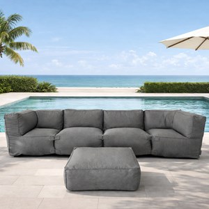 Praiano salon de jardin modulable 5 places gris en tissu déperlant