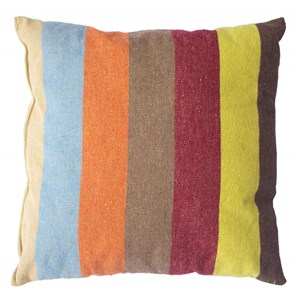 Coussin doux marron rayé