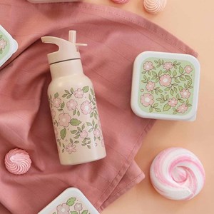 Gourde isotherme fleurs roses (350 ml)