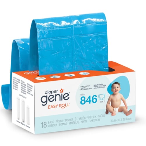 Diaper Genie - Recharge Easy Roll 18 sacs pour poubelle à couches Platinum - Bleu