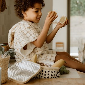 Sac à goûter isotherme cœurs ecru