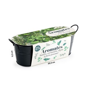 Jardinière zinc noir 30 cm - aromates