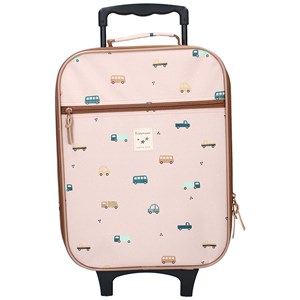 Valise à roulettes enfant voitures beige