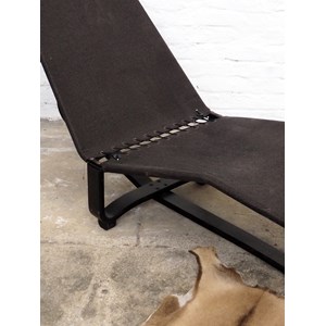 Chaise longue en toile et bois n°9