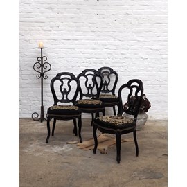 Lot de 4 chaises en bois et tissu n°955