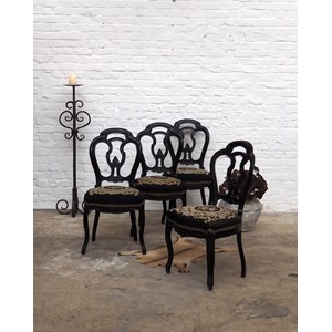 Lot de 4 chaises en bois et tissu n°955