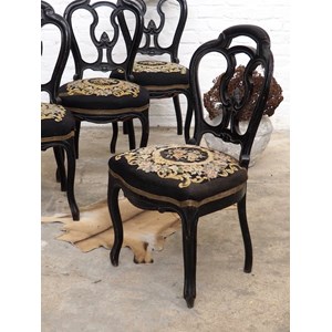 Lot de 4 chaises en bois et tissu n°955