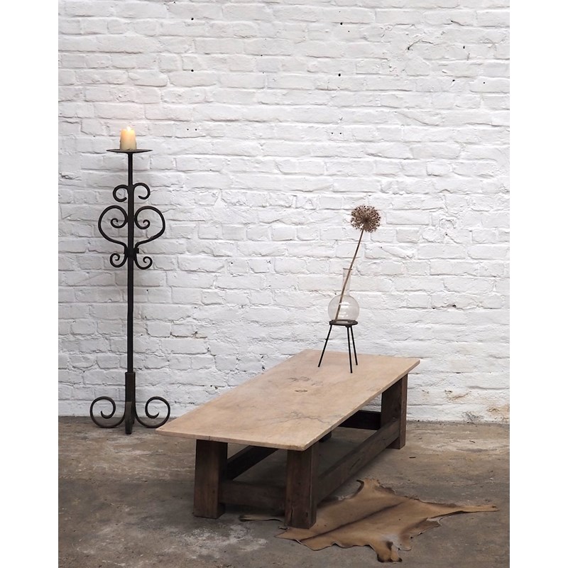 Debongout - Table basse en bois et marbre n°468