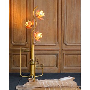 Lampadaire lotus en verre et laiton n°293