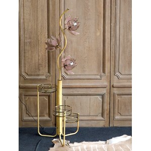 Lampadaire lotus en verre et laiton n°293