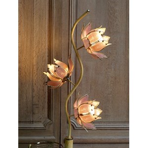 Lampadaire lotus en verre et laiton n°293