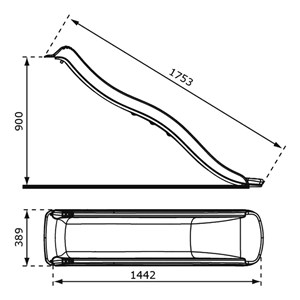 Toboggan sky175 raccord eau gris 175 cm