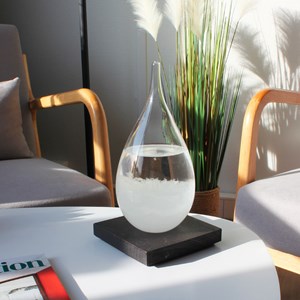 Baromètre fitzroy en verre et bois - prévisions météo déco